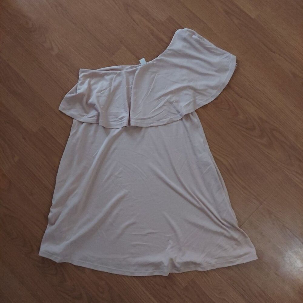 BP Pink One Shoulder Ruffle Mini Shift Dress Sz Small